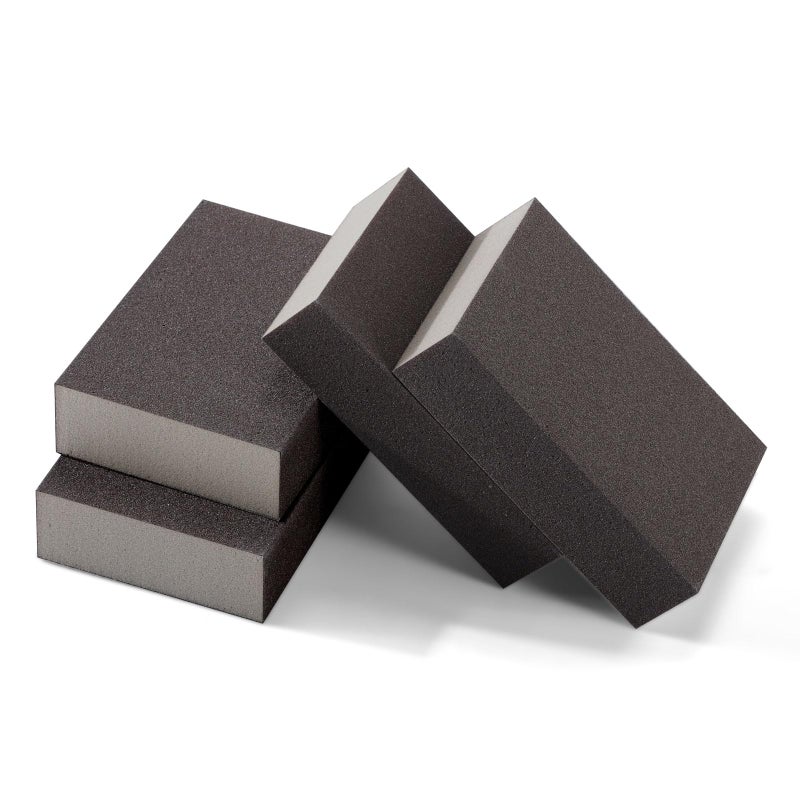 POLIWELL Extra Fine (400 Grit) Manual Sanding Sponge Sheet Kitchen Polishing Grinding Abrasive Sponge Block 4-Inch, 4-Pack - Image 1